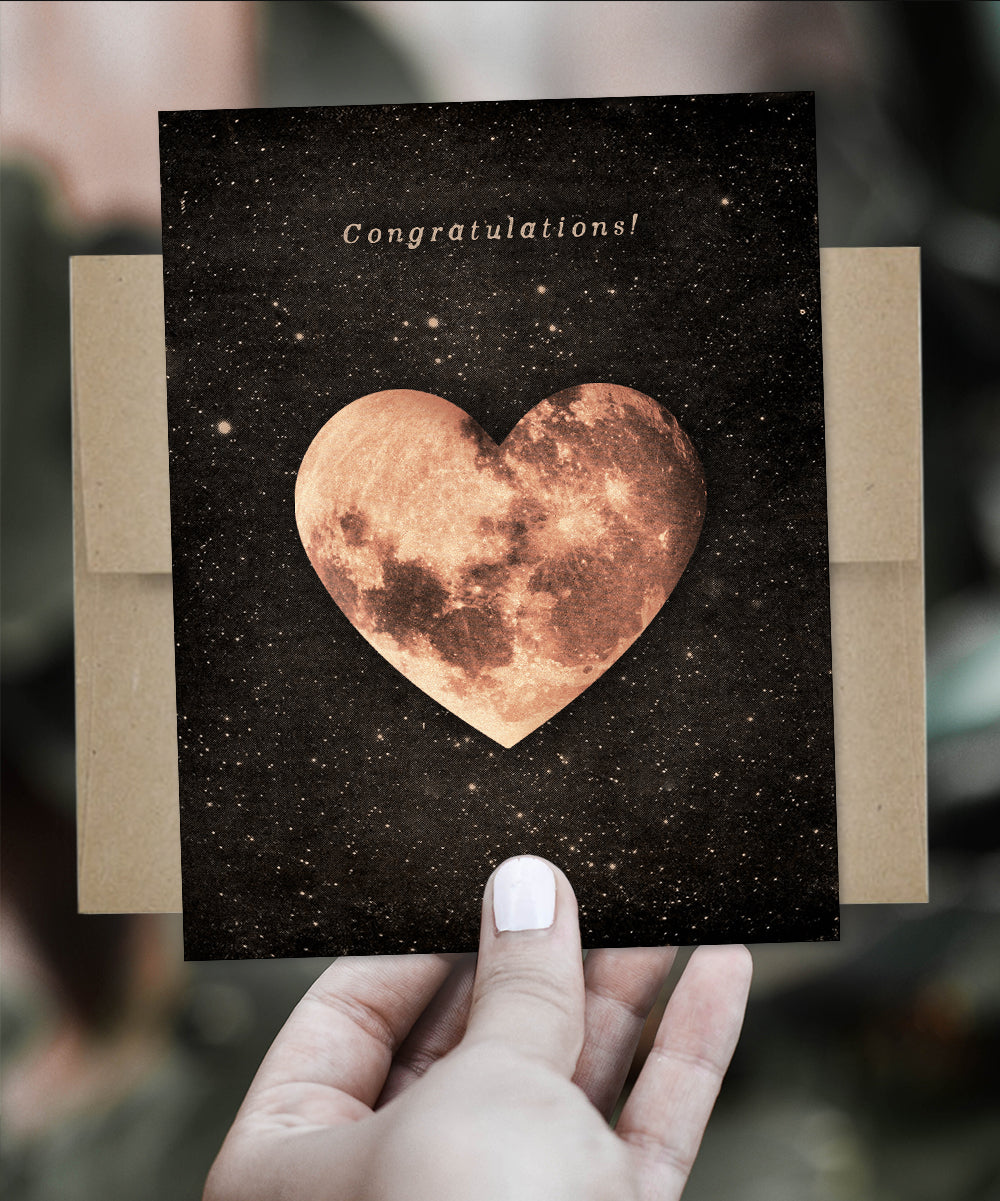 Congratulations Heart Moon - Greeting Card