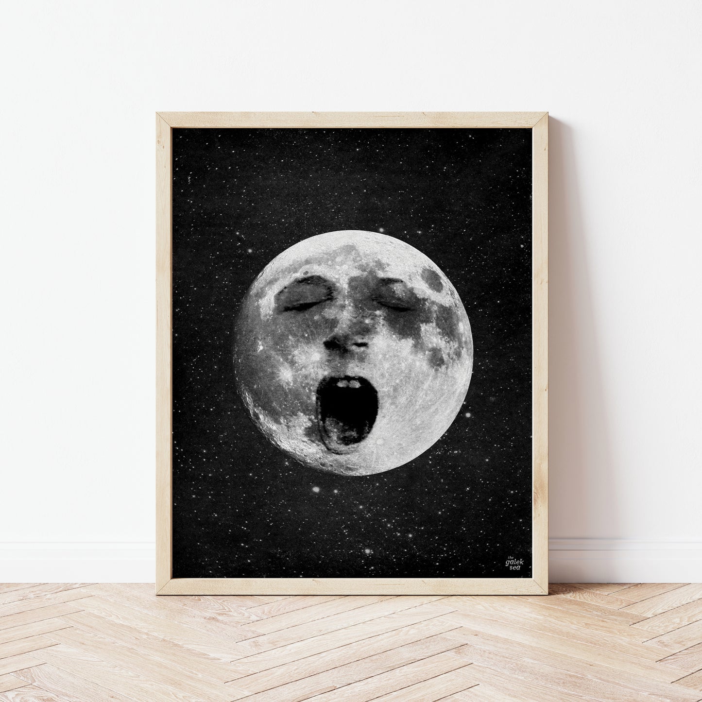 Lazy Old Moon - Vintage Collage Art Print