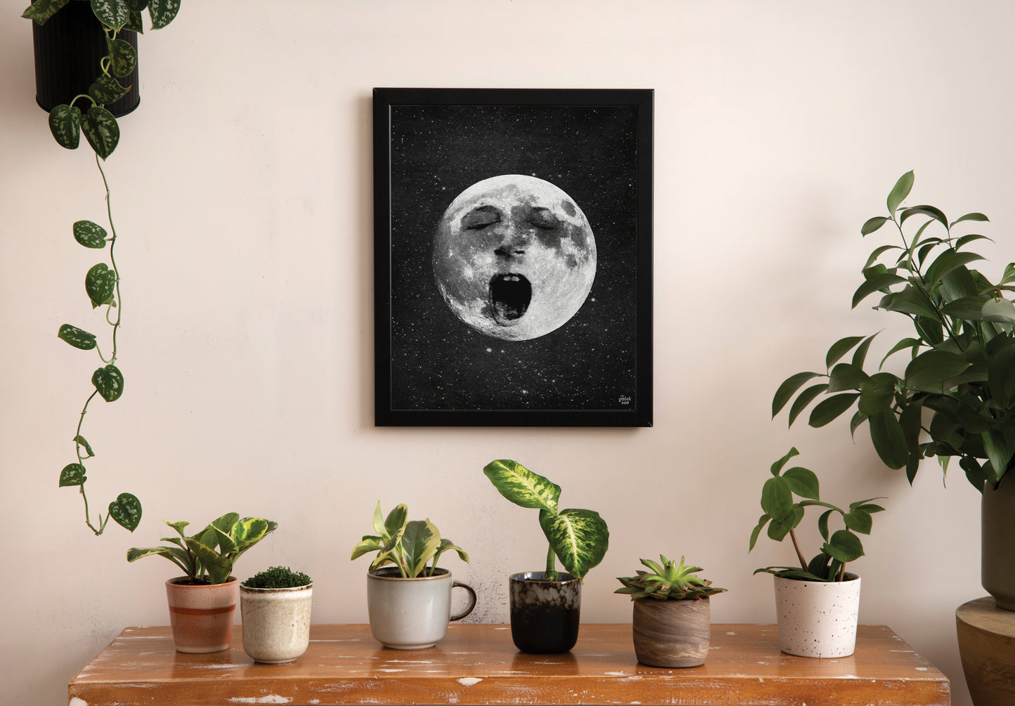 Lazy Old Moon - Vintage Collage Art Print
