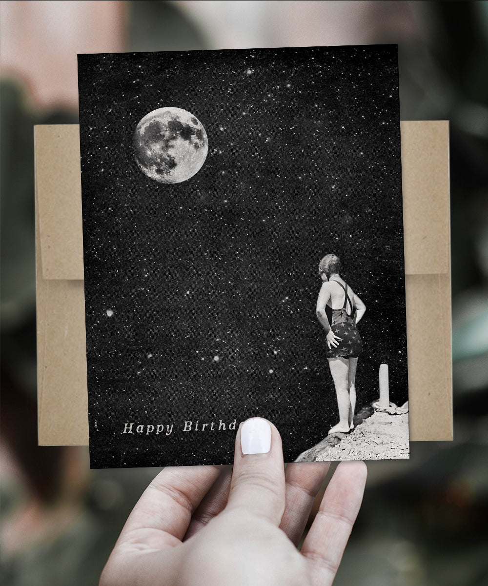 Birthday Spacewoman & The Pier Into Space - Greeting Card