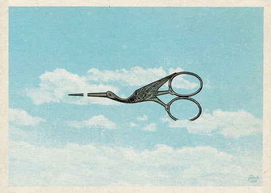 Bird Scissors - Vintage Collage Art Print