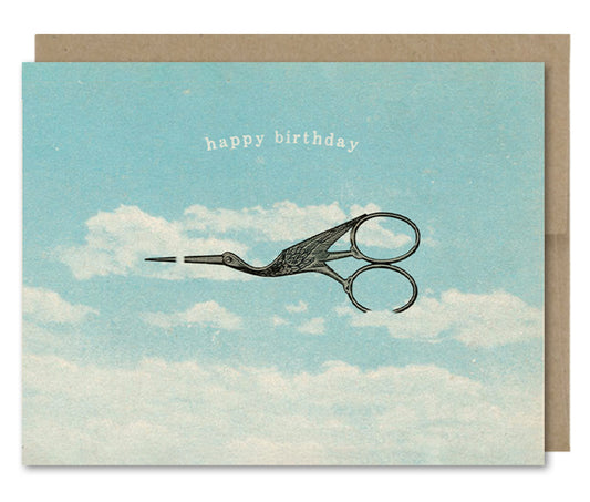 Birthday Bird Scissors - Greeting Card