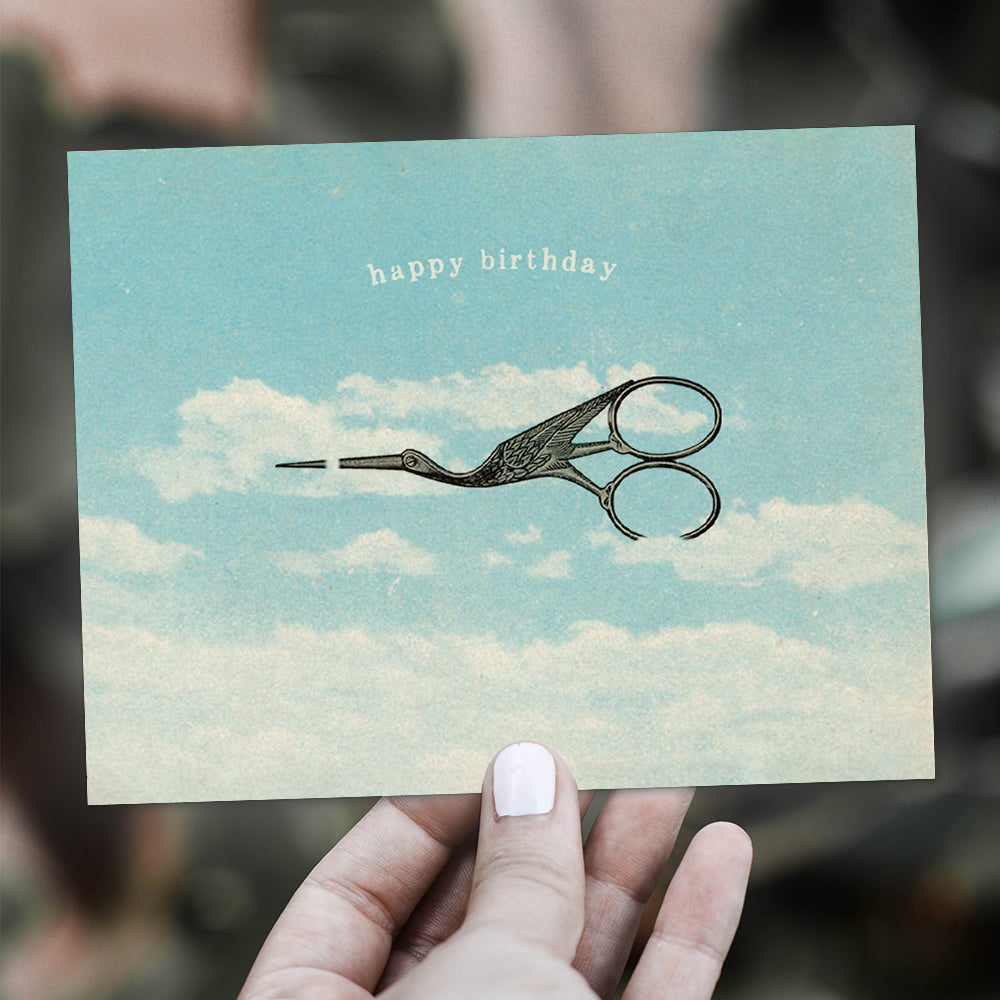 Birthday Bird Scissors - Greeting Card