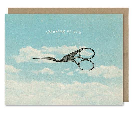 Thinking Of You Bird Scissors - Greeting Card