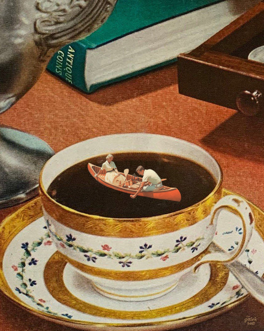 Coffee Date - Vintage Collage Art Print