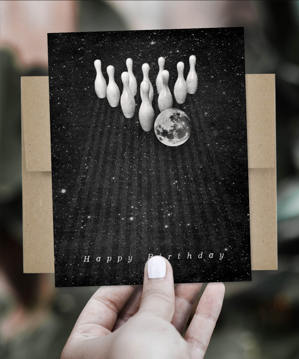 Birthday Cosmic Bowling - Greeting Card