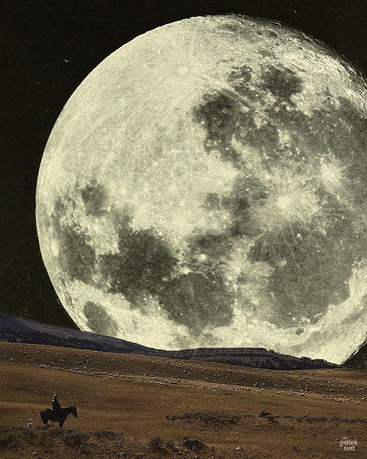 Cowboy Moon - Vintage Collage Art Print