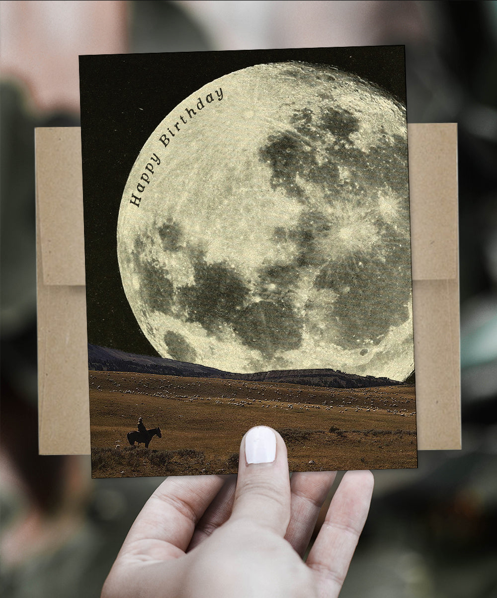 Birthday Cowboy Moon - Greeting Card