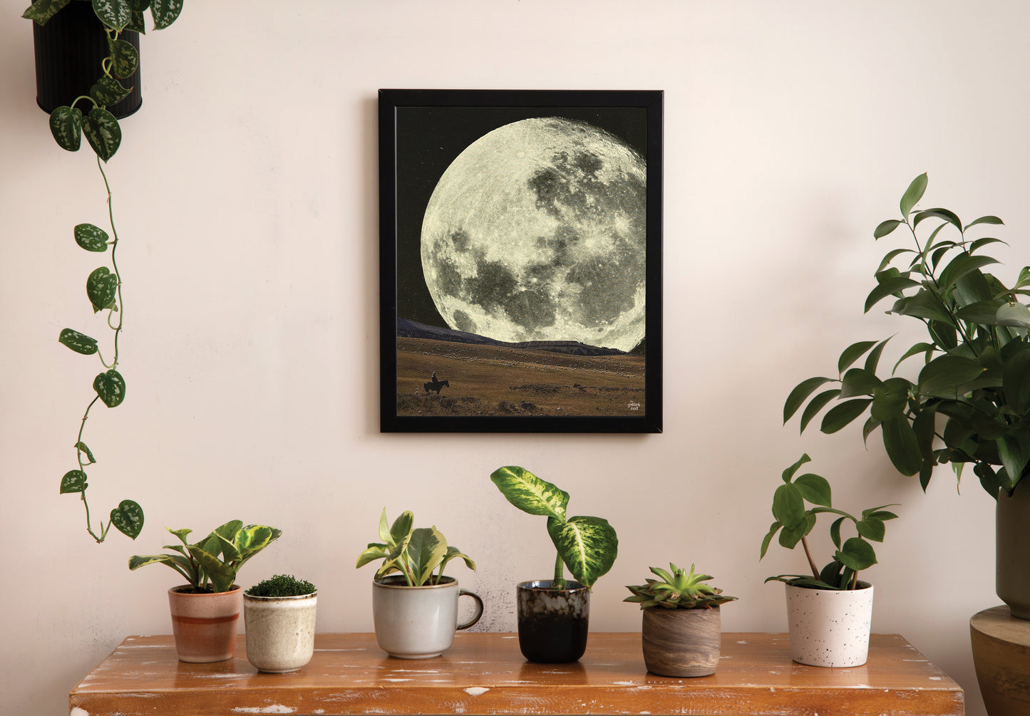 Cowboy Moon - Vintage Collage Art Print