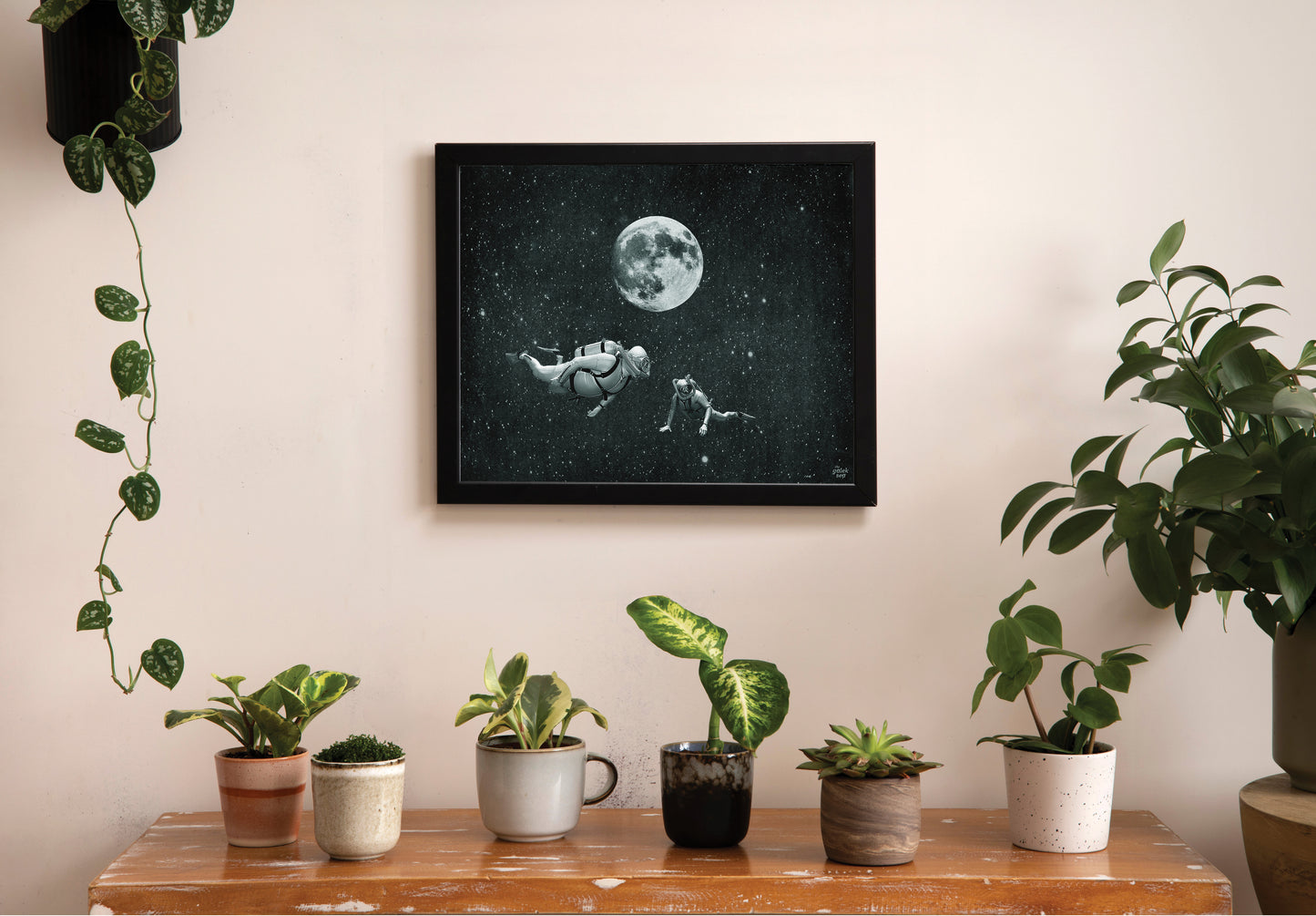 Deep Space Divers - Vintage Collage Art Print