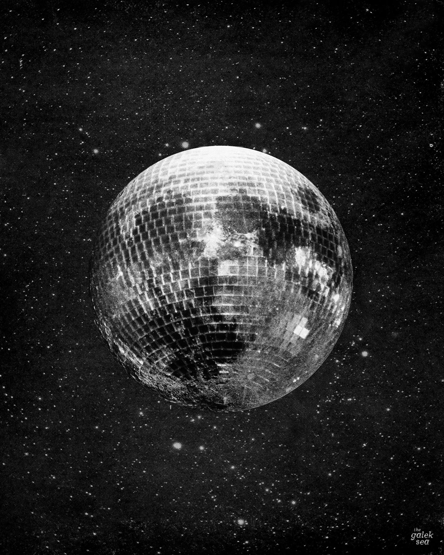 Disco Moon - Vintage Collage Art Print