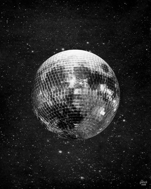 Disco Moon - Vintage Collage Art Print