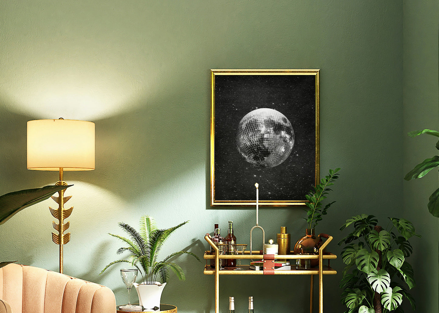 Disco Moon - Vintage Collage Art Print