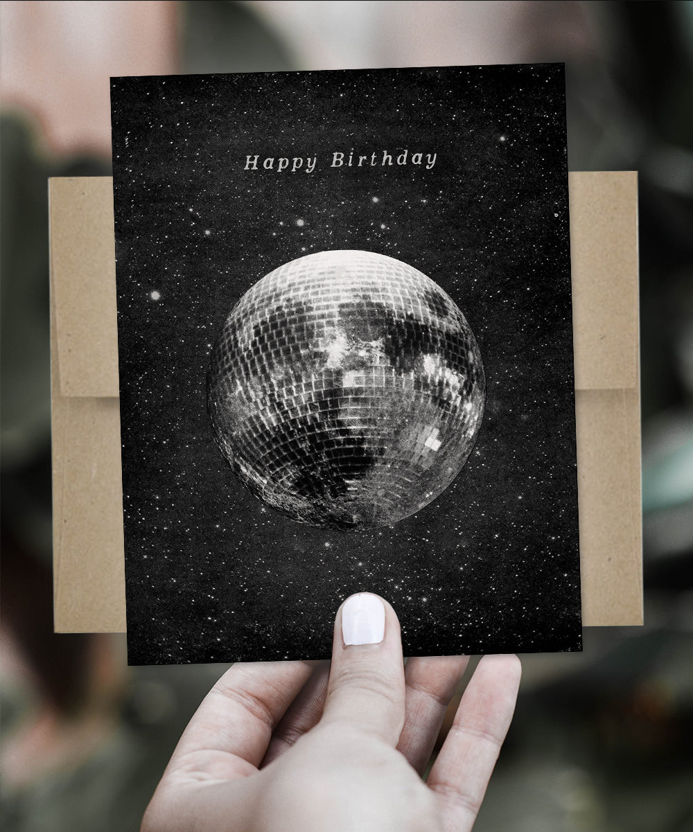 Birthday Disco Moon - Greeting Card