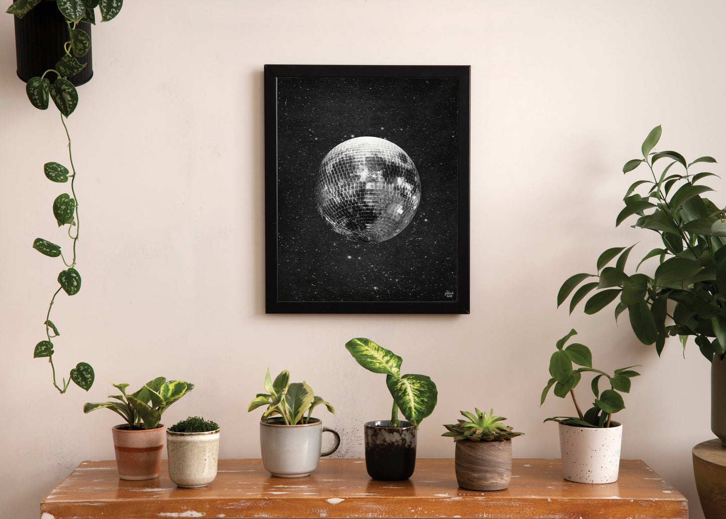 Disco Moon - Vintage Collage Art Print