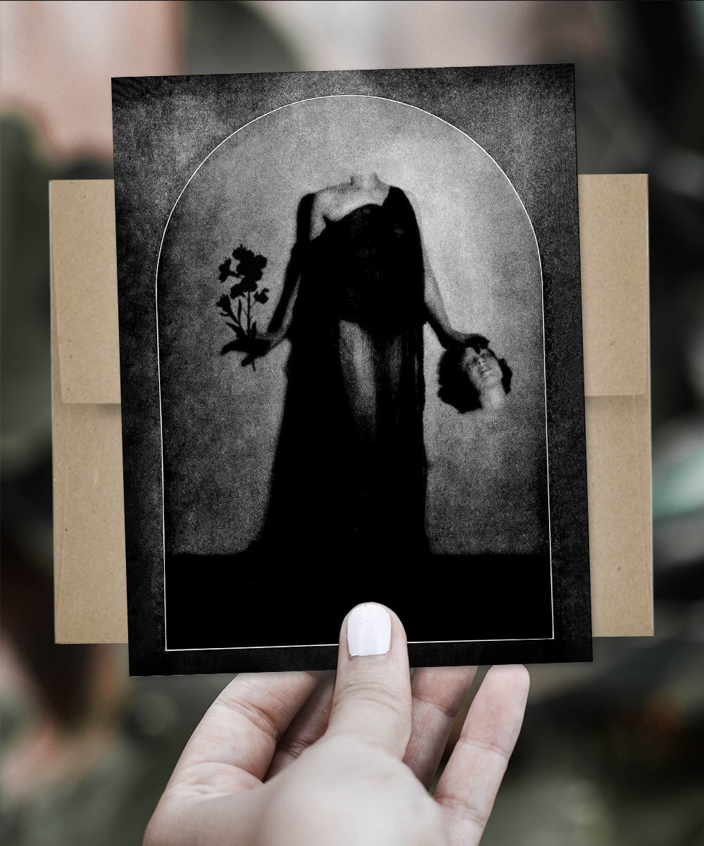 Head & Flowers - Greeting Card