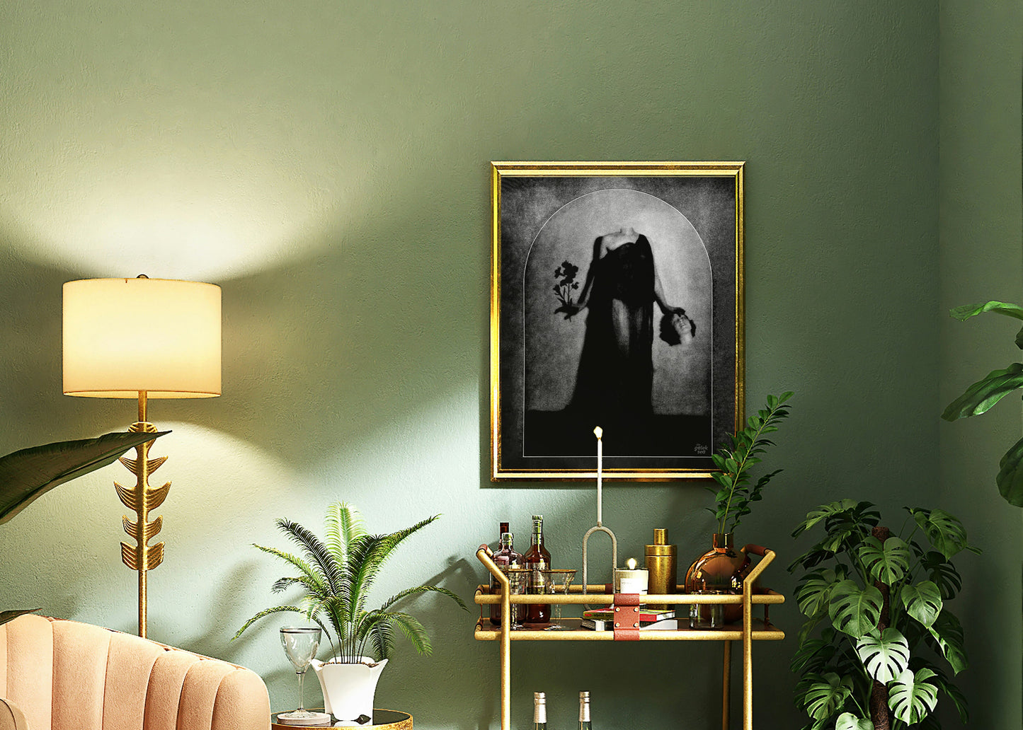 Head & Flowers - Vintage Collage Art Print