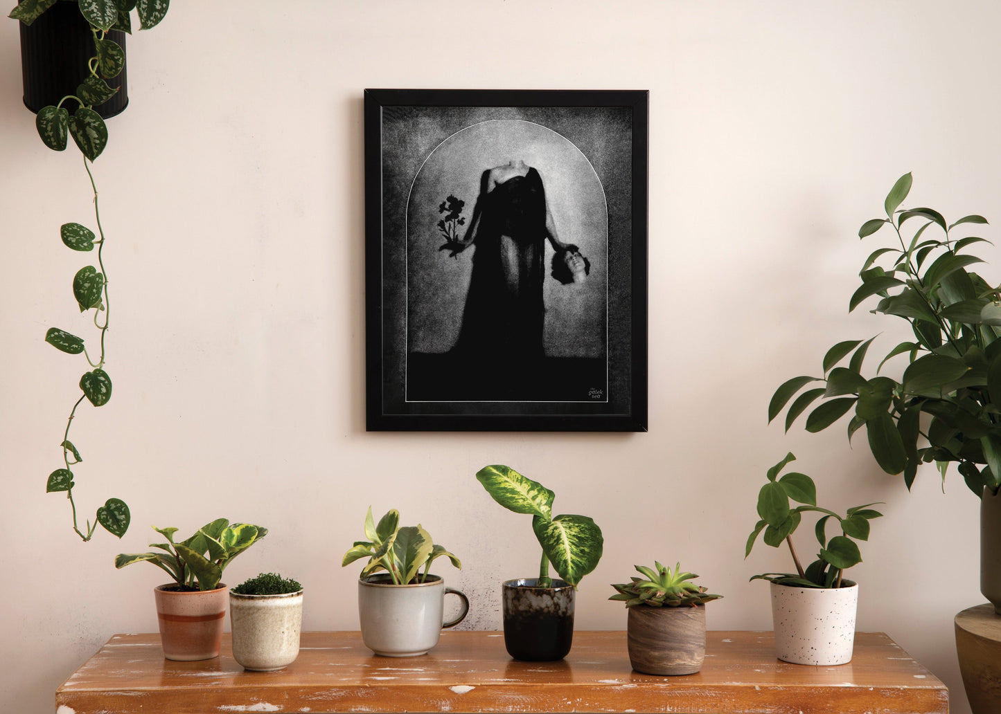 Head & Flowers - Vintage Collage Art Print