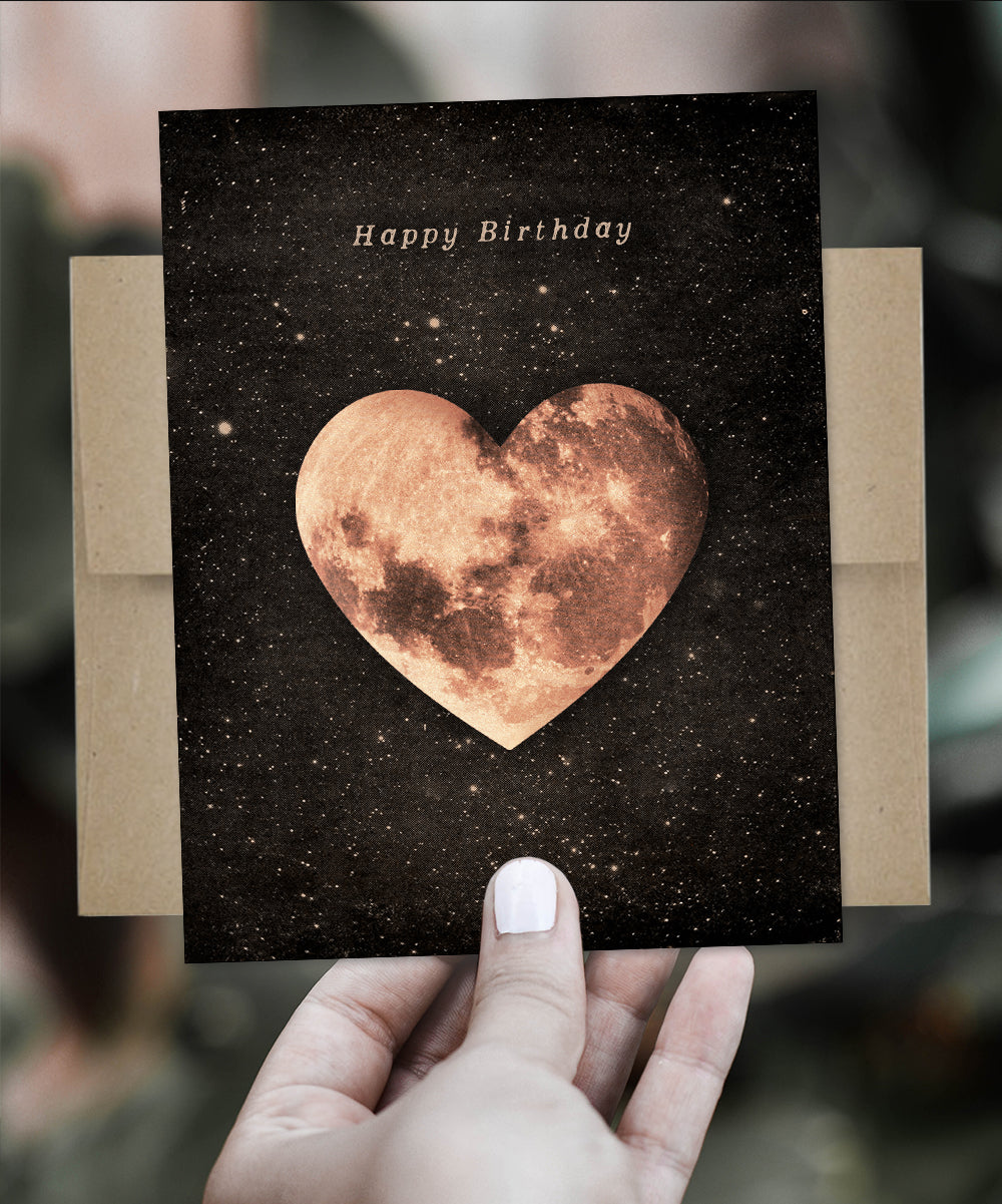 Birthday Heart Moon - Greeting Card