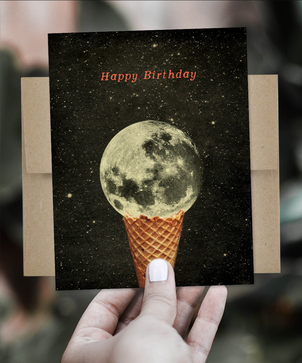 Birthday Moon Ice Cream - Greeting Card