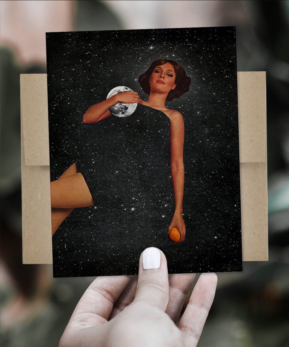 Lady With Moons - Greeting Card