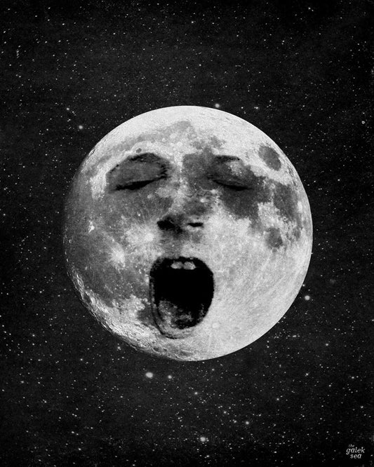 Lazy Old Moon - Vintage Collage Art Print
