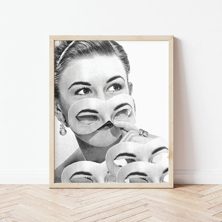 Masking - Vintage Collage Art Print