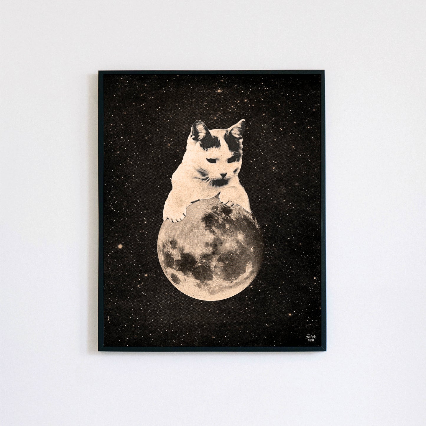 Mooncat #2 - Vintage Collage Art Print