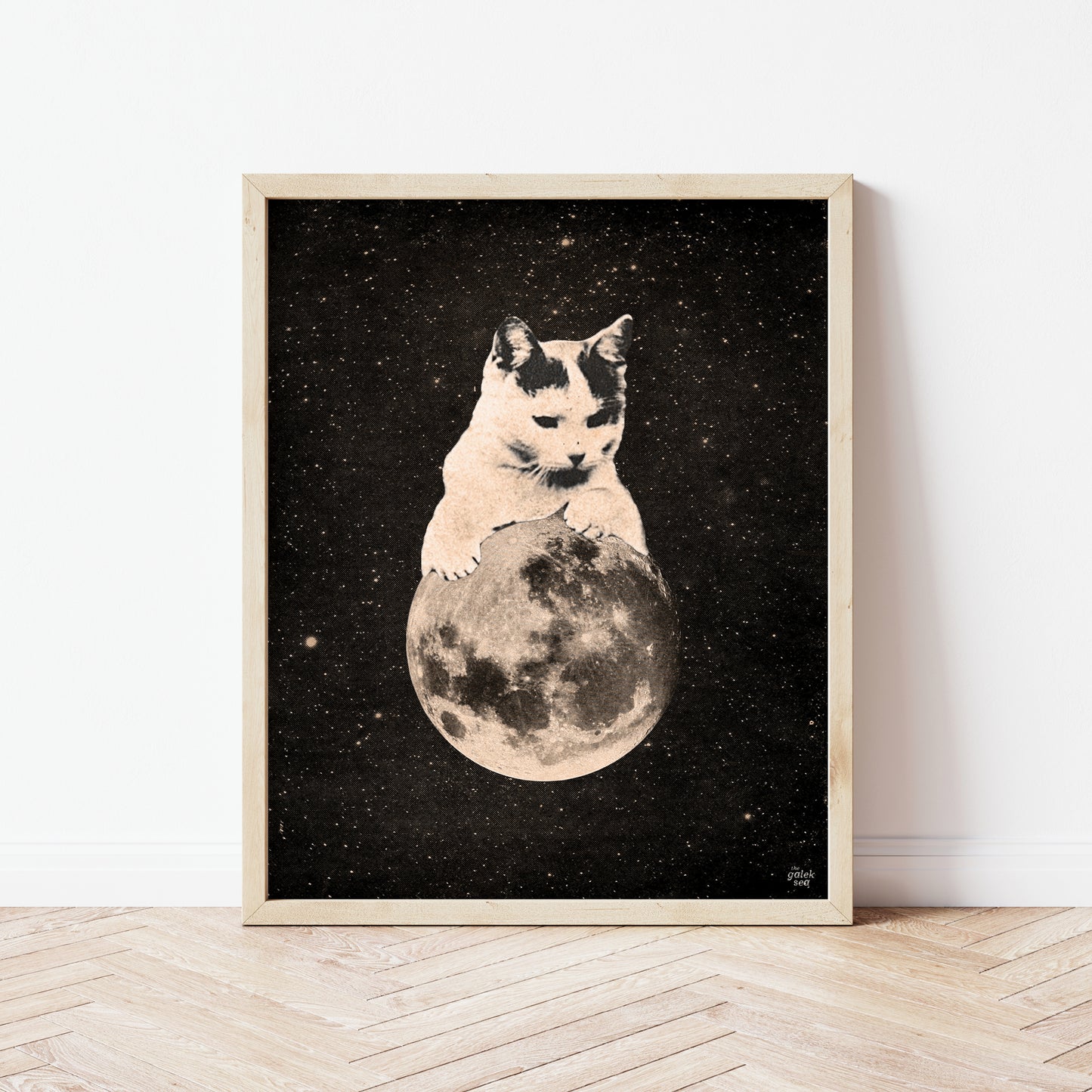 Mooncat #2 - Vintage Collage Art Print