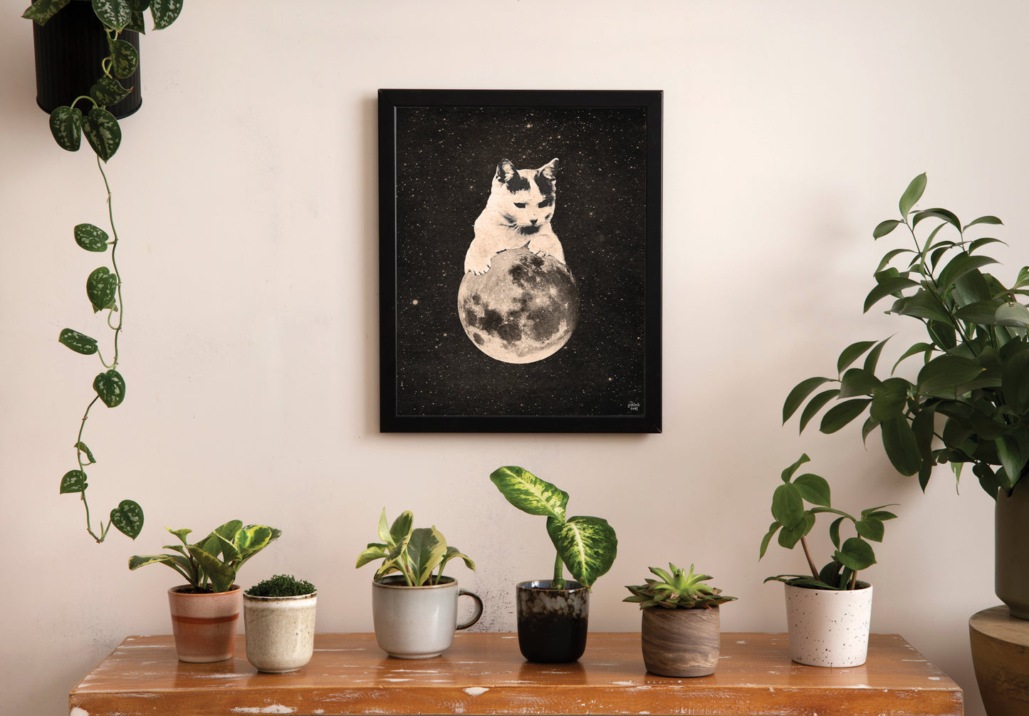 Mooncat #2 - Vintage Collage Art Print