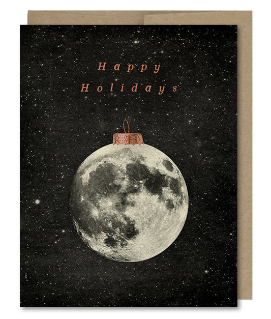 Happy Holidays Moon Ornament - Greeting Card
