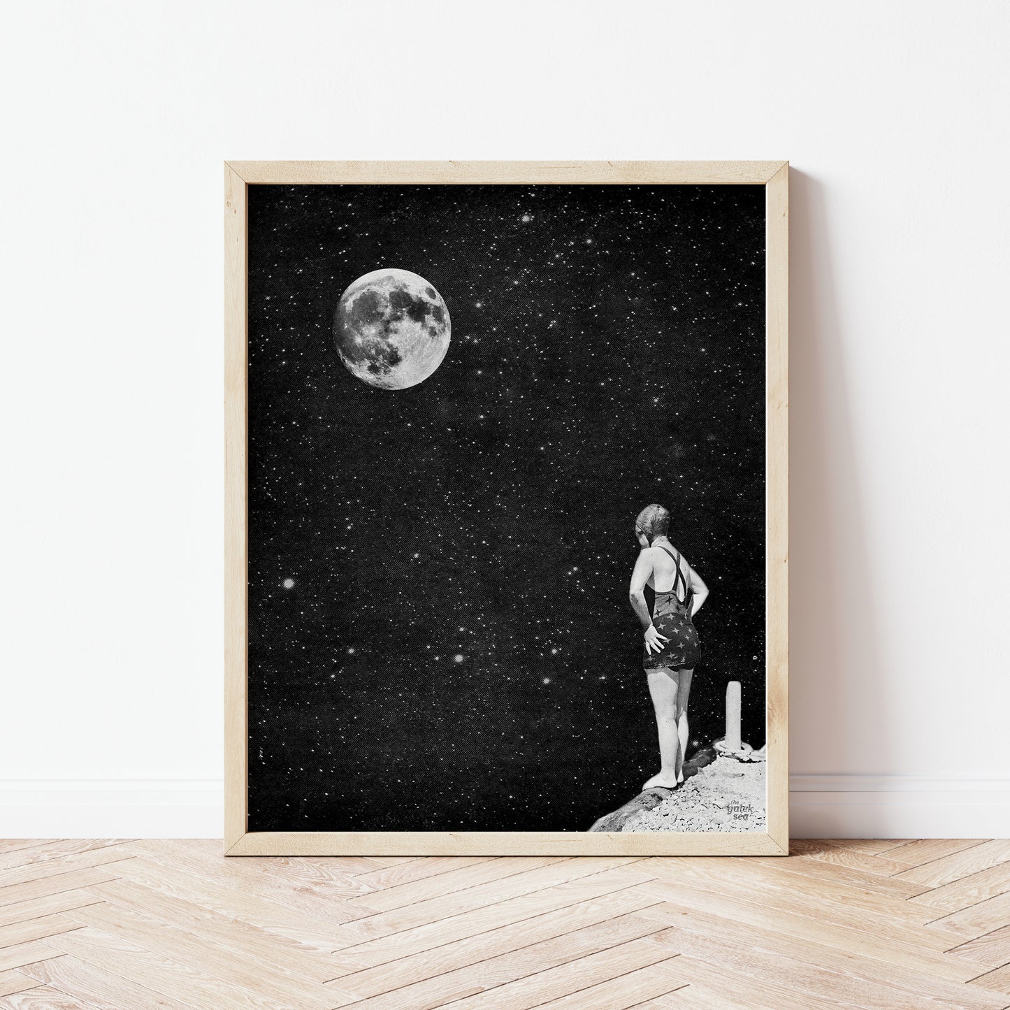 Spacewoman & The Pier Into Space - Vintage Collage Art Print