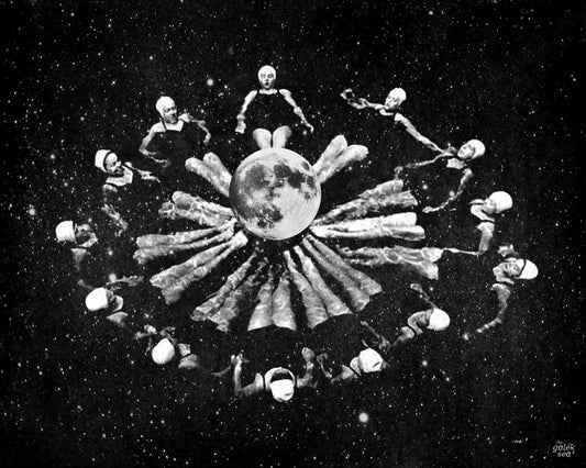 Synchronized Space Ladies - Vintage Collage Art Print